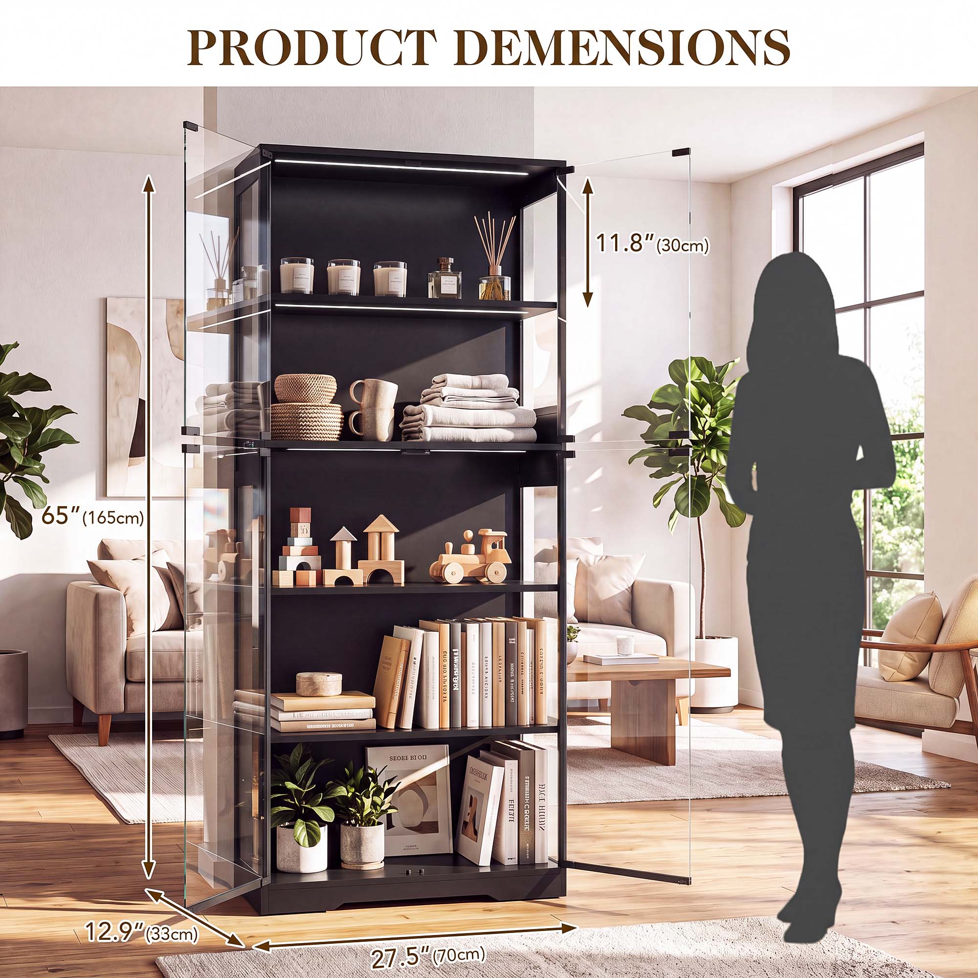 TCGBKAF 5‑Tier Display Cabinet - Glass Cabinet Display review and price