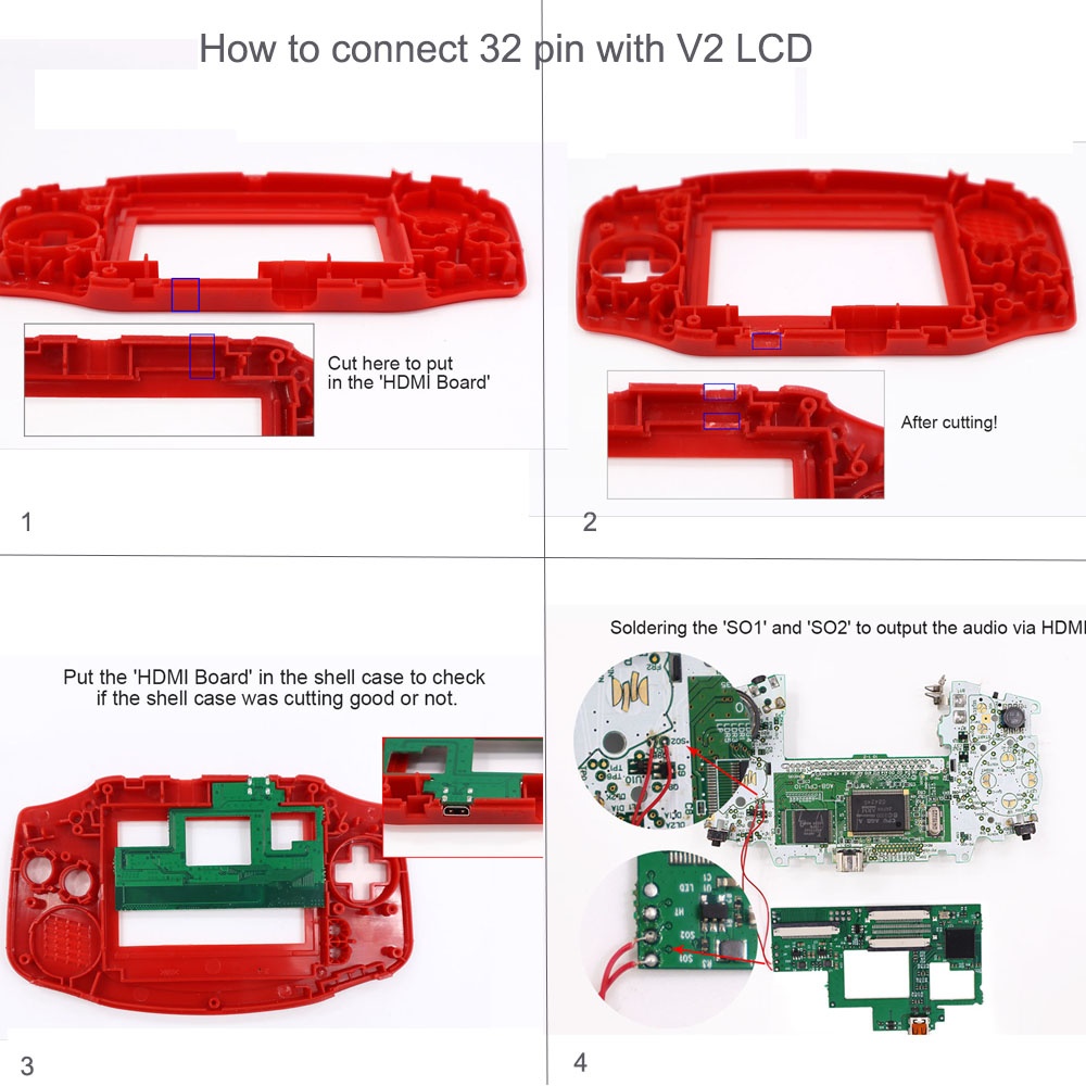 32Pin 40pin HDMI Mod For GBA H - Arcade Button Pcb review and price