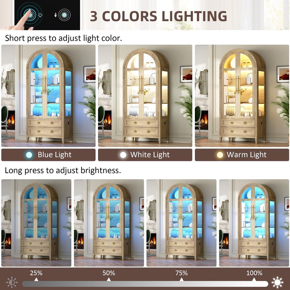 71 Arched Curio Cabinet with G - Glass Cabinet Display review and price