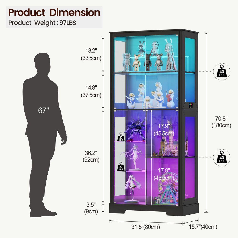 Lighted Corner Display Curio C - Glass Cabinet Display review and price