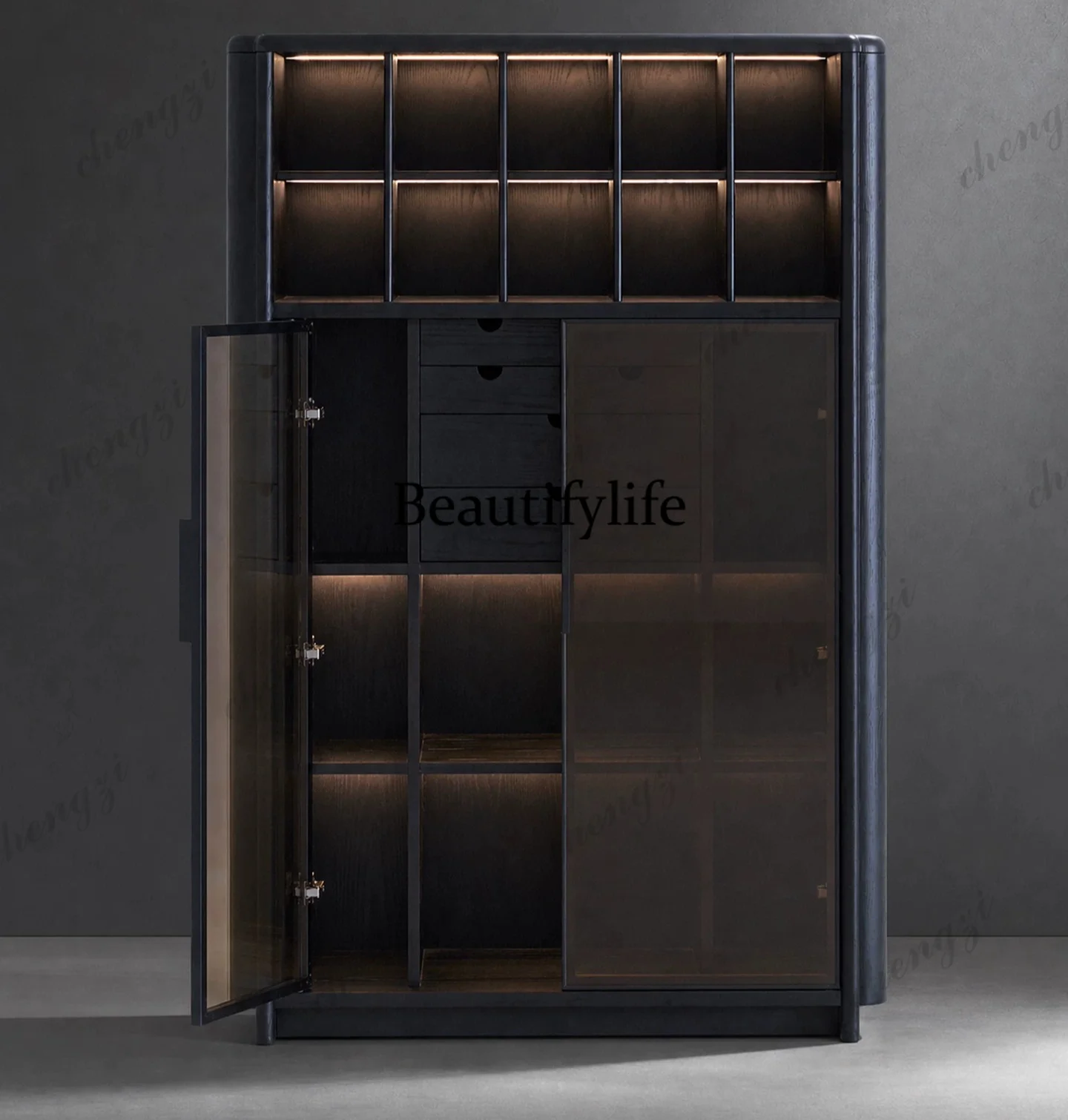 a55 Italian minimalist solid w - Glass Cabinet Display review and price